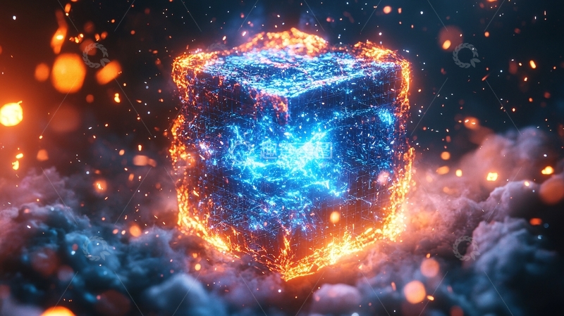 高清大图下载【趣麦麦图】燃烧的能量方块