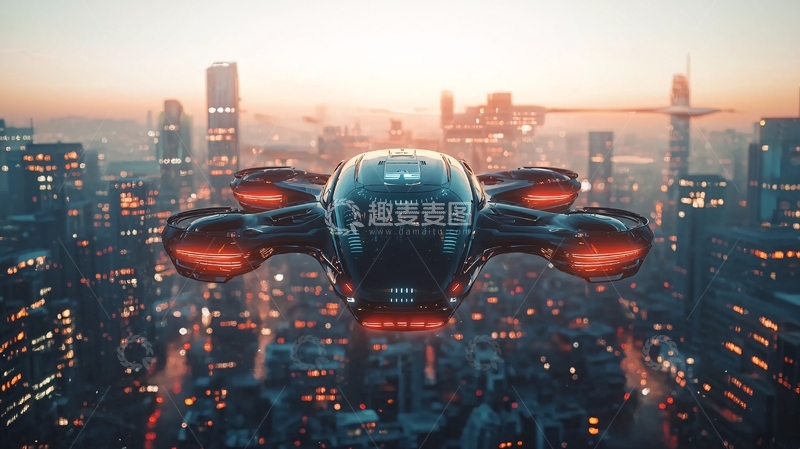 高清大图下载【趣麦麦图】未来都市飞行器