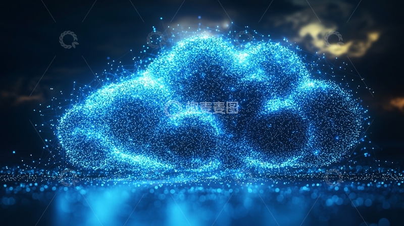 高清大图下载【趣麦麦图】蓝色光点云朵
