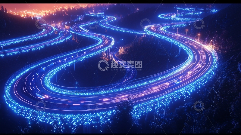 高清大图下载【趣麦麦图】山间蓝色光带公路