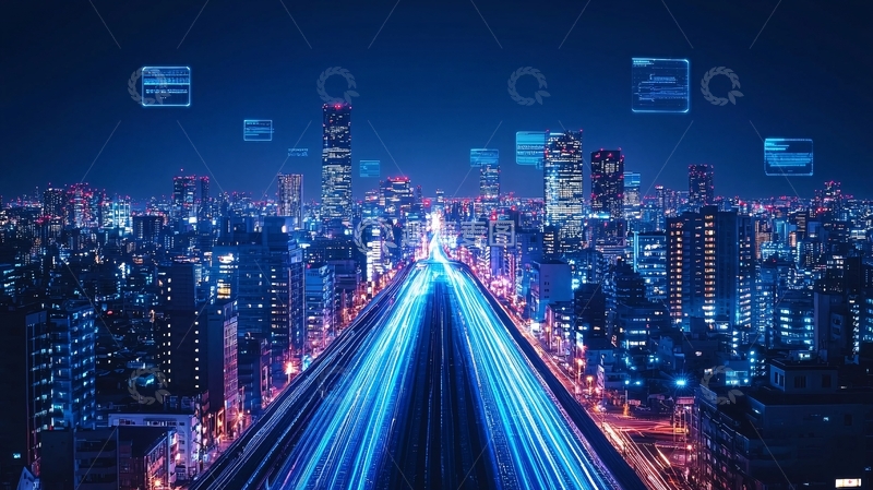 高清大图下载【趣麦麦图】夜景城市高速公路