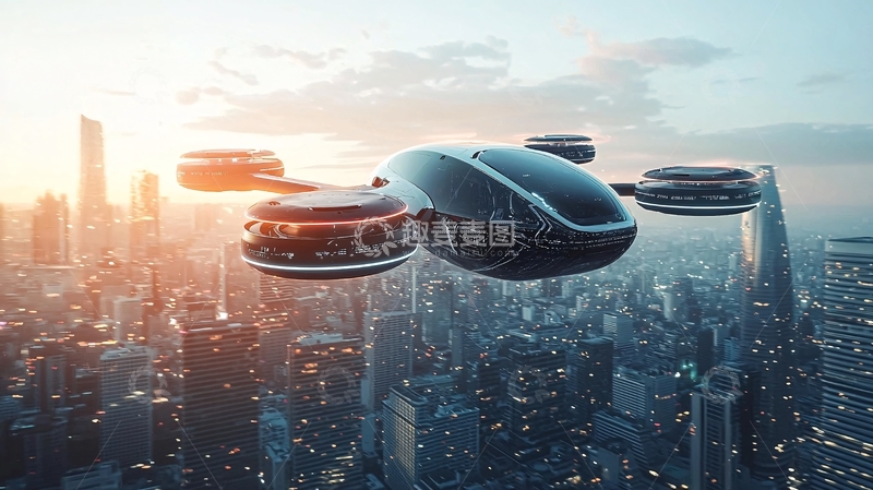 高清大图下载【趣麦麦图】未来飞行汽车