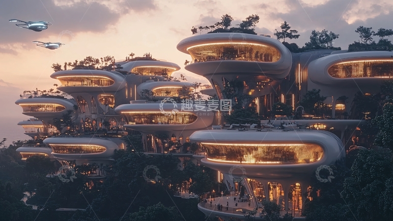 高清大图下载【趣麦麦图】未来生态建筑群