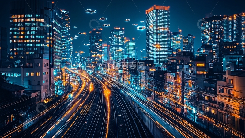 高清大图下载【趣麦麦图】霓虹灯下的未来都市