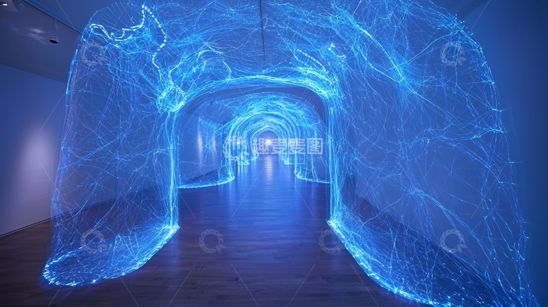 高清大图下载【趣麦麦图】蓝色光线隧道