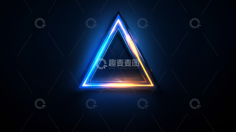高清大图下载【趣麦麦图】蓝色霓虹三角形框架