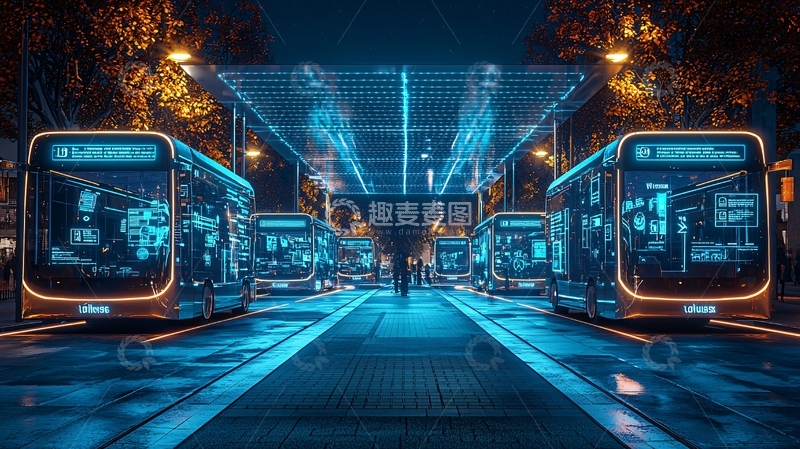 高清大图下载【趣麦麦图】未来城市公交