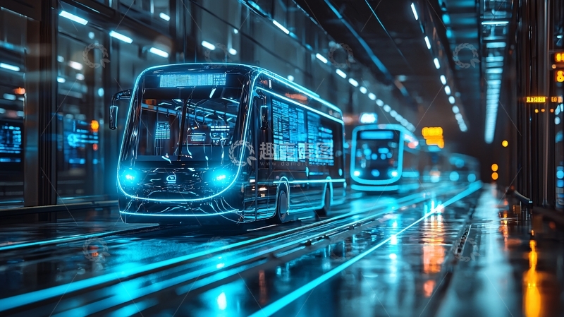 高清大图下载【趣麦麦图】未来科技感城市电车