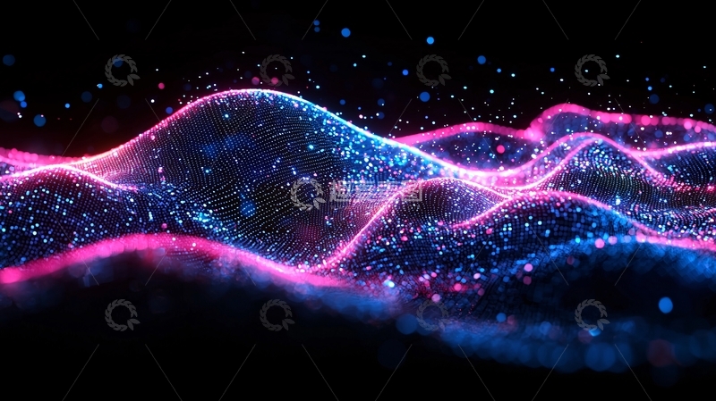 高清大图下载【趣麦麦图】炫彩粒子波浪