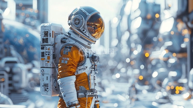高清大图下载【趣麦麦图】宇航员太空城市