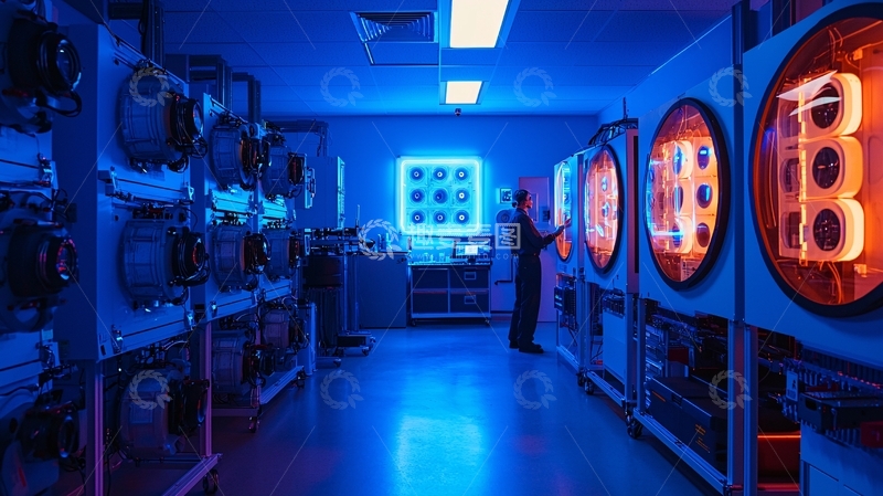 高清大图下载【趣麦麦图】蓝色灯光下的实验室