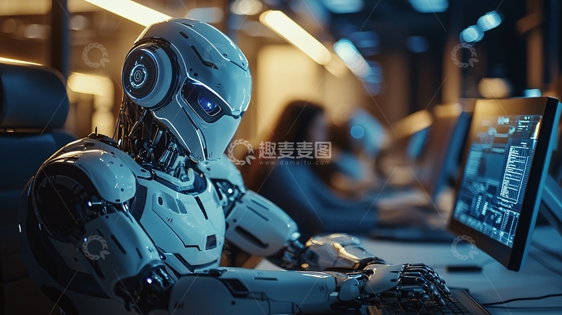 高清大图下载【趣麦麦图】机器人办公