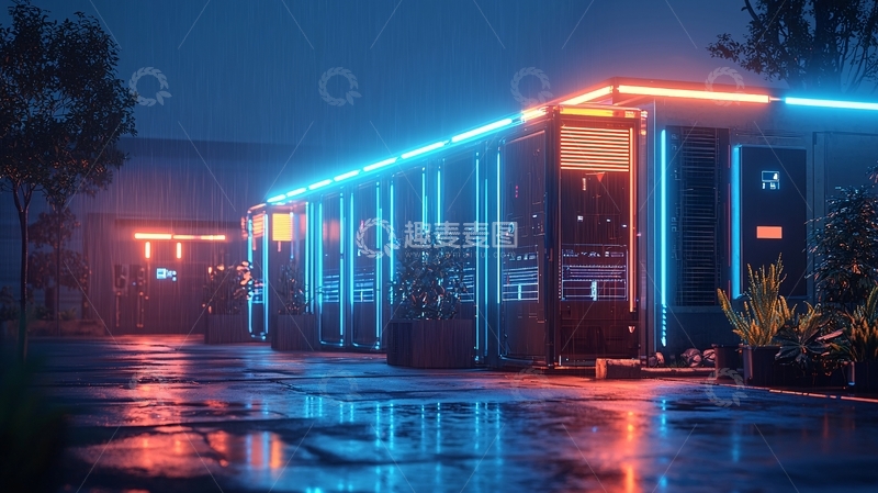 高清大图下载【趣麦麦图】夜晚霓虹灯下的建筑