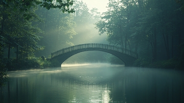 雾气弥漫的拱桥