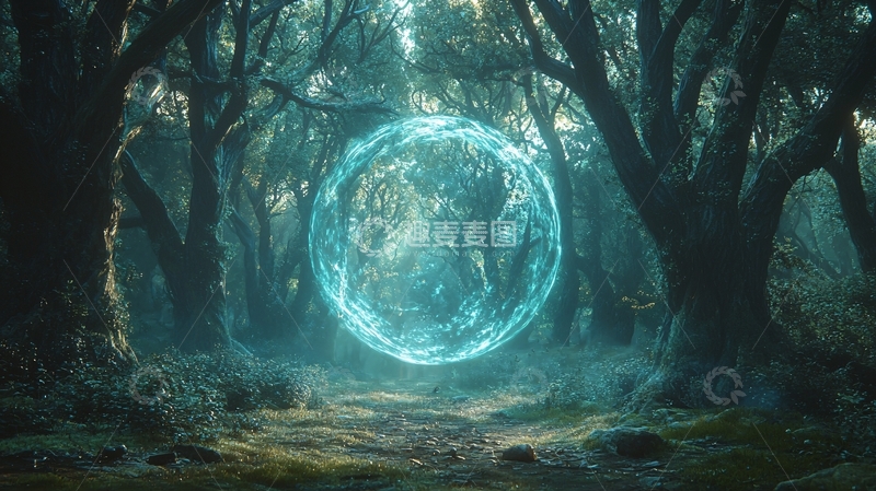 高清大图下载【趣麦麦图】森林深处神秘光圈
