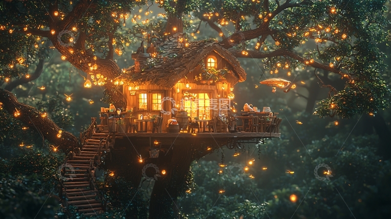 高清大图下载【趣麦麦图】梦幻树屋