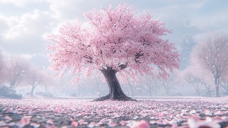 高清大图下载【趣麦麦图】唯美粉色樱花树