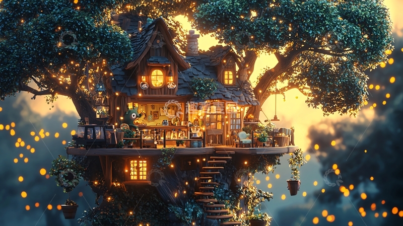 高清大图下载【趣麦麦图】树顶小屋