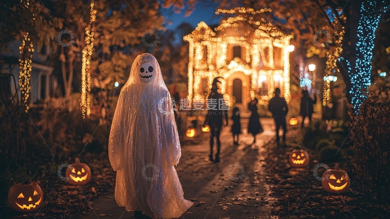 高清大图下载【趣麦麦图】万圣节夜晚鬼魂儿童