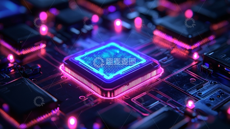 高清大图下载【趣麦麦图】炫彩科技感芯片