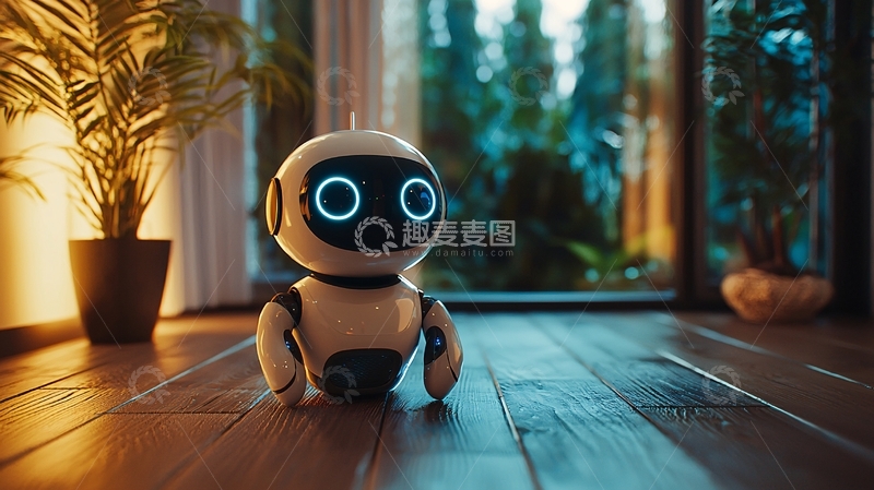 高清大图下载【趣麦麦图】家居场景下的可爱机器人