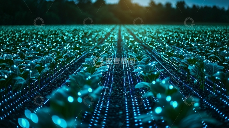 高清大图下载【趣麦麦图】夜晚田园智能农业