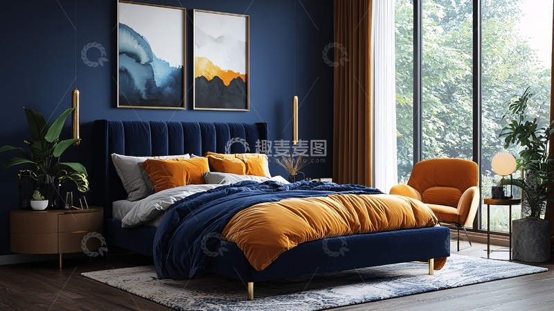 高清大图下载【趣麦麦图】蓝调卧室