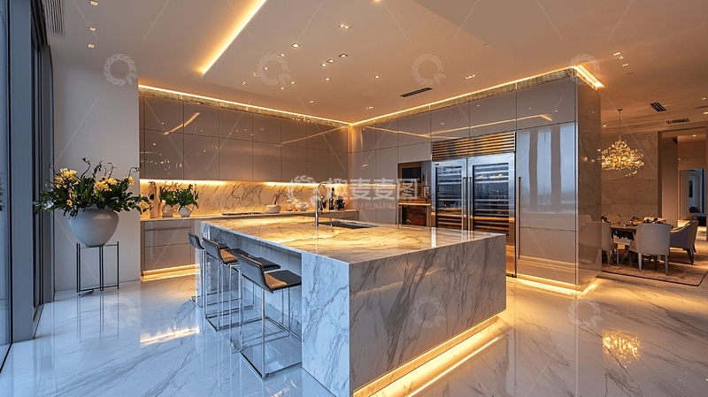 高清大图下载【趣麦麦图】现代轻奢开放式厨房