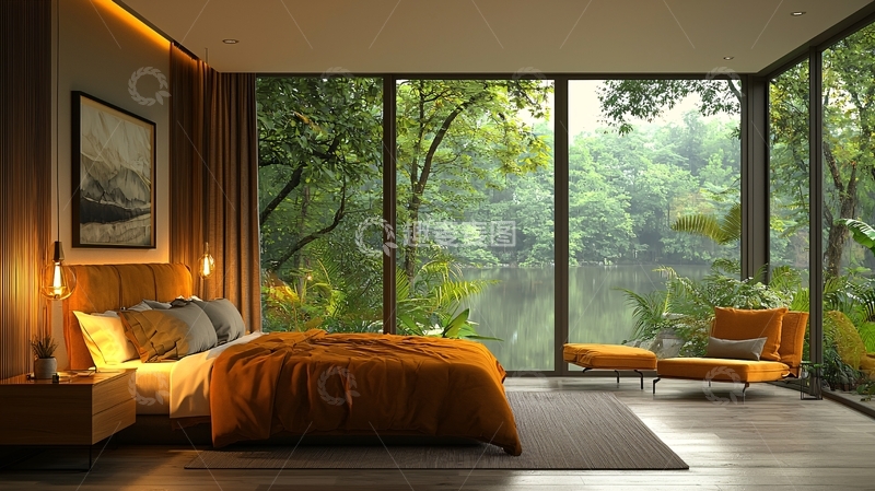 高清大图下载【趣麦麦图】卧室落地窗景观
