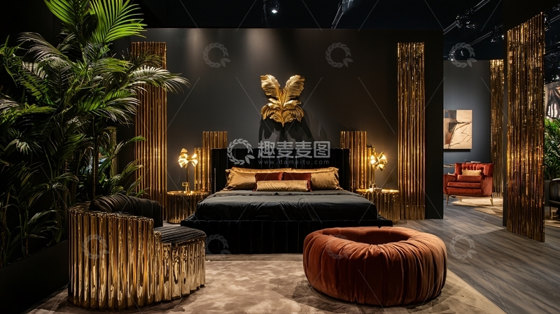高清大图下载【趣麦麦图】奢华黑色系卧室设计