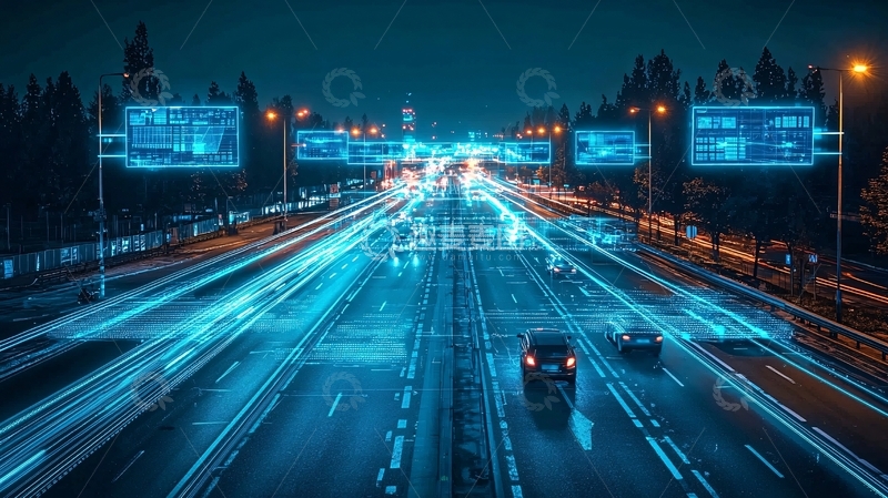 高清大图下载【趣麦麦图】夜晚高速公路数字标牌