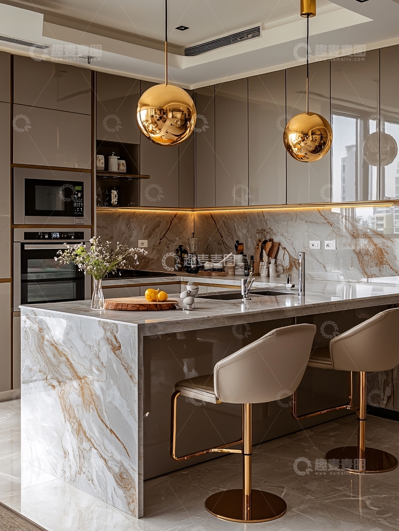 高清大图下载【趣麦麦图】现代轻奢风格厨房