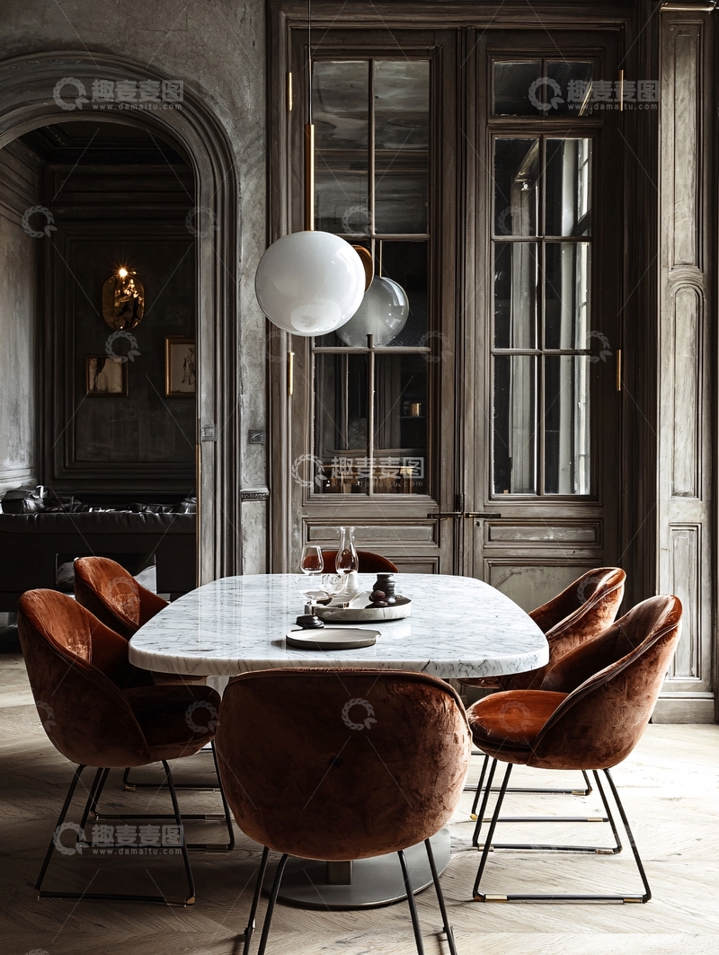 高清大图下载【趣麦麦图】复古深色系餐厅