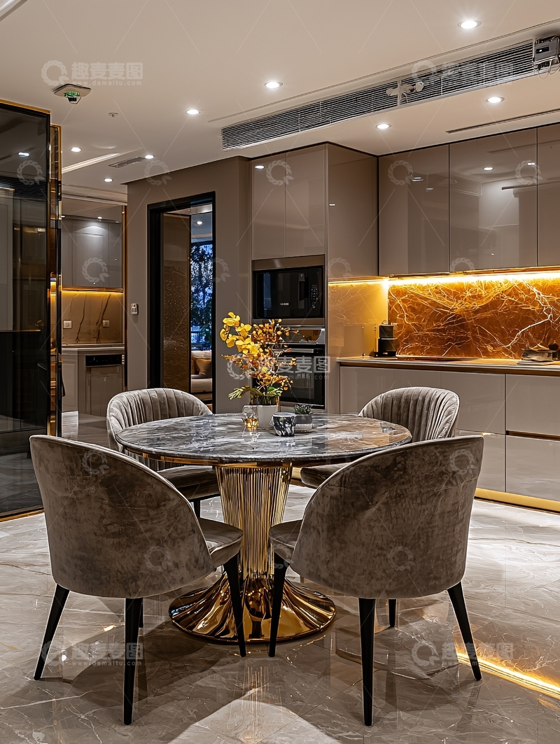 高清大图下载【趣麦麦图】现代轻奢公寓餐厅