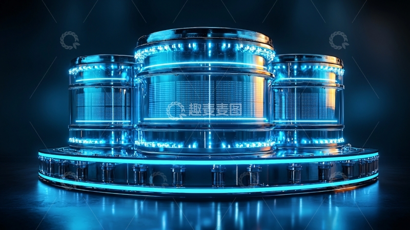 高清大图下载【趣麦麦图】蓝色科技感圆柱体