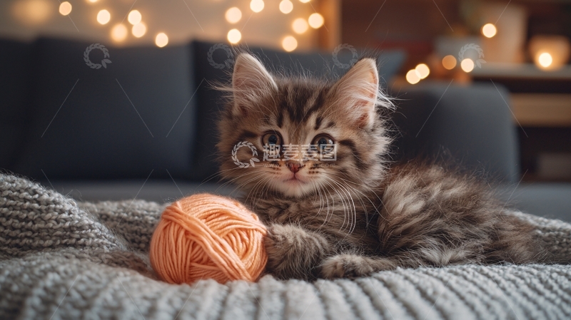 高清大图下载【趣麦麦图】可爱的小猫和毛线球