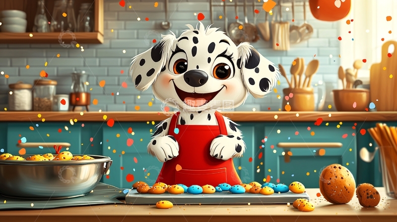 高清大图下载【趣麦麦图】卡通小狗厨师