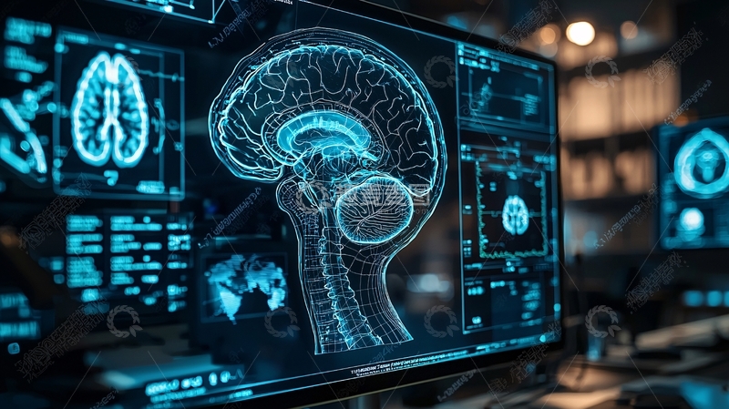 高清大图下载【趣麦麦图】电脑屏幕显示大脑扫描图