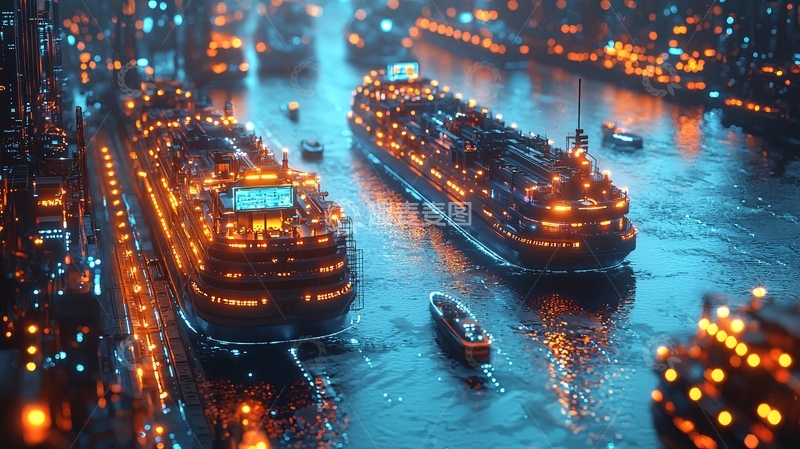 高清大图下载【趣麦麦图】夜晚港口夜景