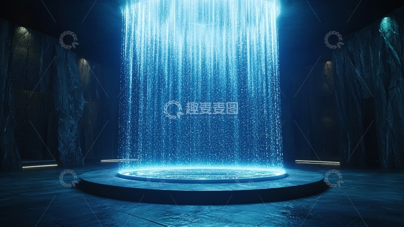 高清大图下载【趣麦麦图】蓝色光柱瀑布