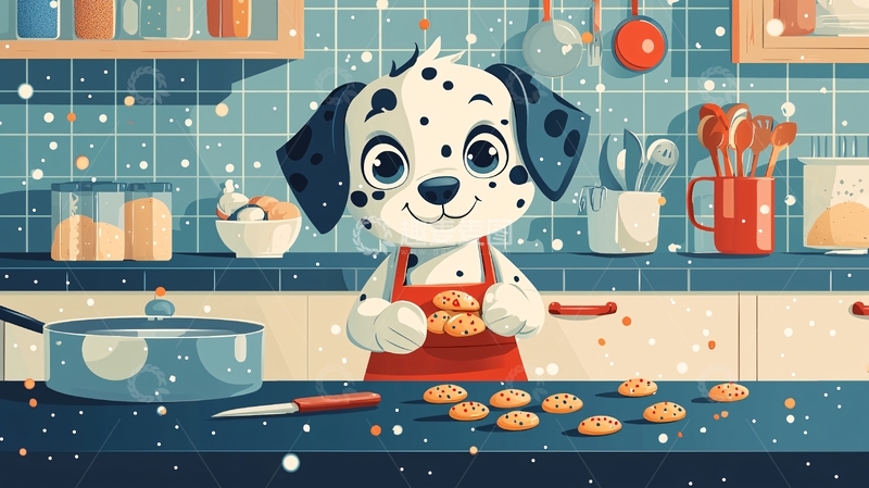 高清大图下载【趣麦麦图】可爱卡通狗狗烘焙