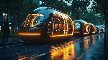 未来科技感轻轨列车