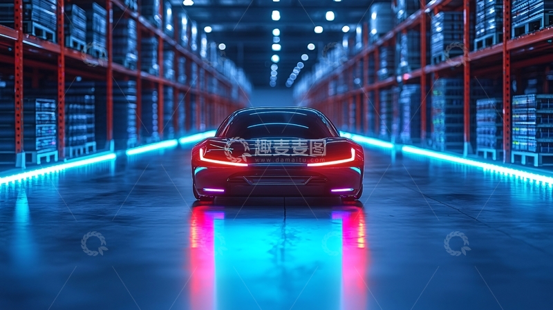高清大图下载【趣麦麦图】未来科技感汽车仓库