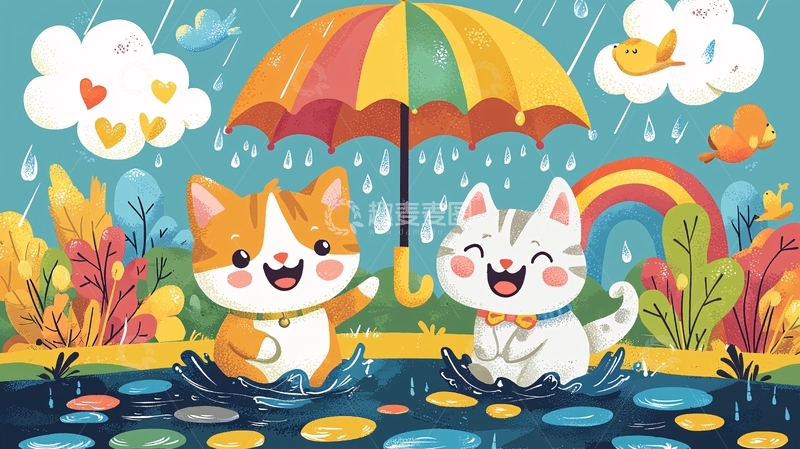 高清大图下载【趣麦麦图】雨天猫咪
