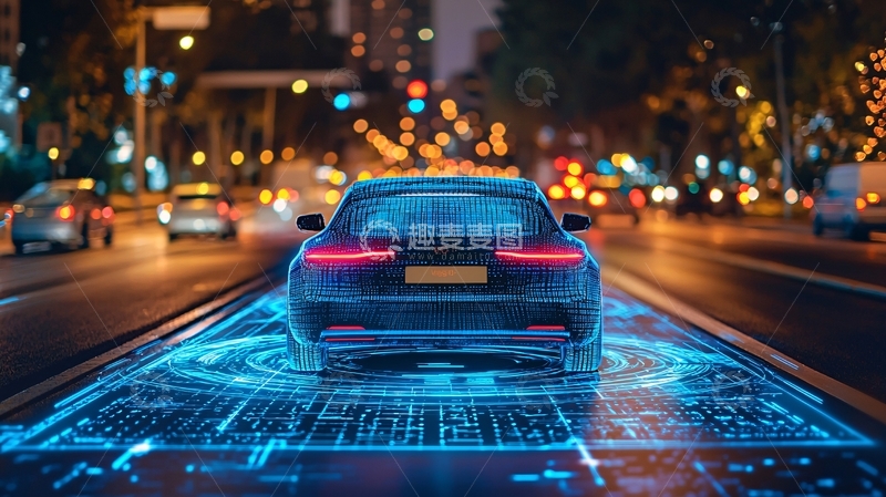 高清大图下载【趣麦麦图】夜景自动驾驶汽车