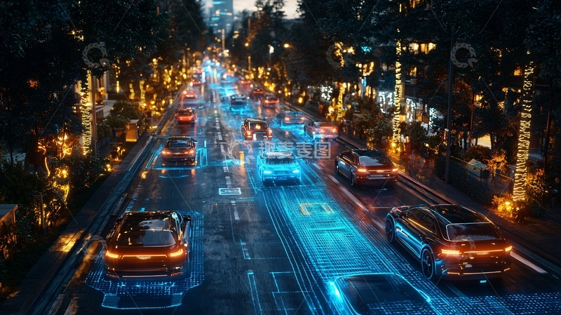 高清大图下载【趣麦麦图】夜景街道车辆行驶