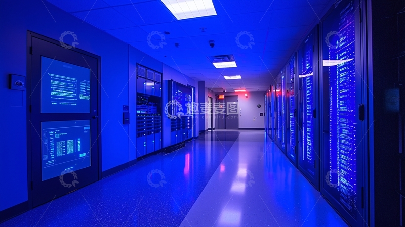 高清大图下载【趣麦麦图】蓝色灯光走廊