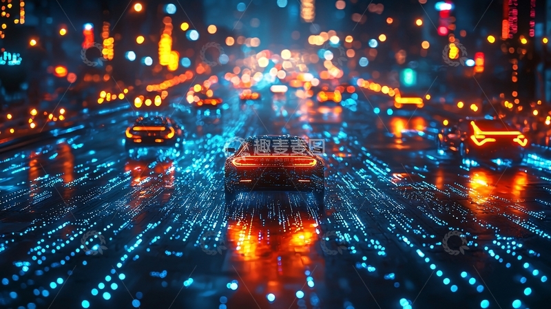 高清大图下载【趣麦麦图】夜幕下流动的车流与光影