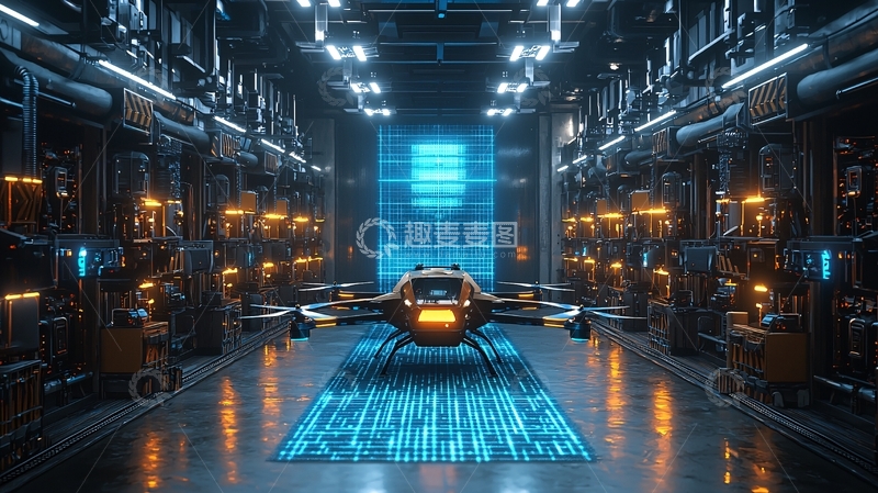 高清大图下载【趣麦麦图】未来科技感无人机机库