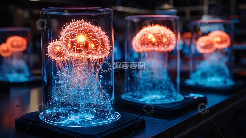 高清大图下载【趣麦麦图】发光水母摆件